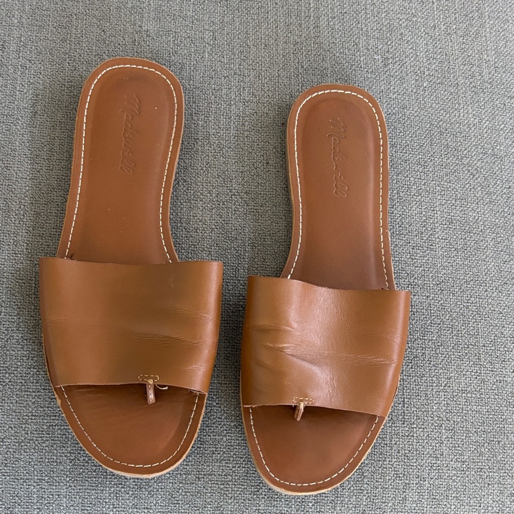 Madewell Women’s Brown Leather Slide Sandals